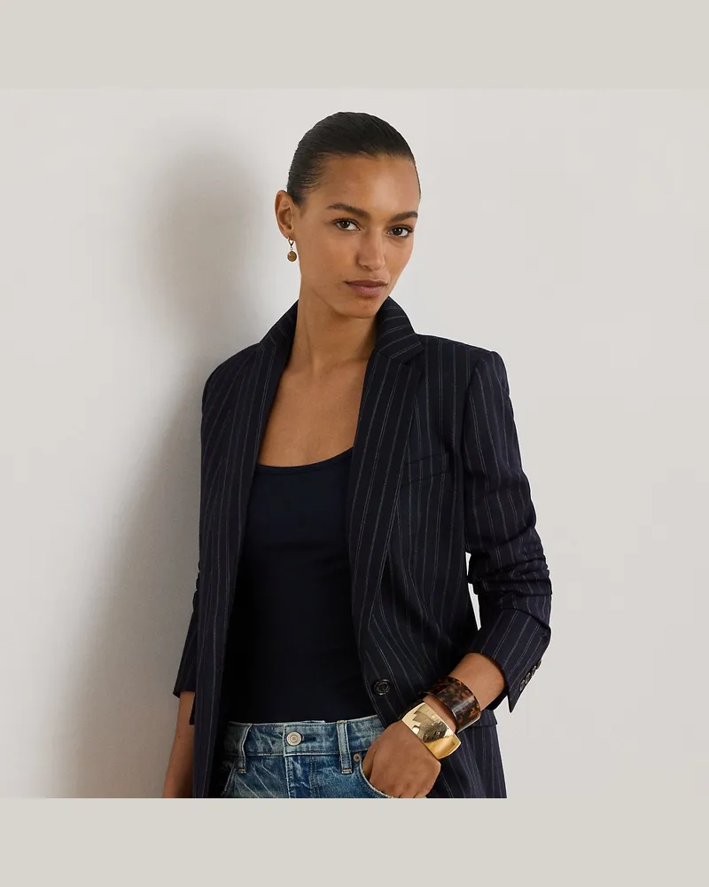 Ralph Lauren Gestreifter Blazer aus Wollmisch-Twill Blue