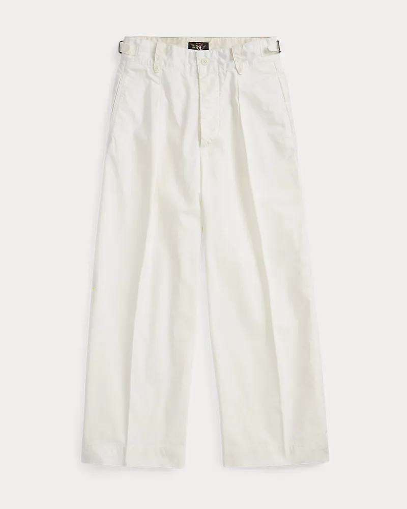 Ralph Lauren Popeline-Hose in 3/4-Länge, weites Bein White
