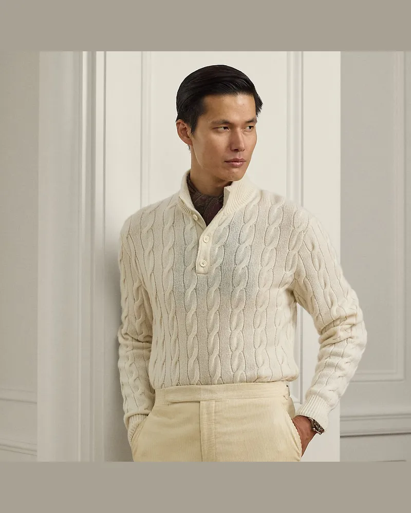 Ralph Lauren Kaschmirpullover mit Zopfmuster Cream