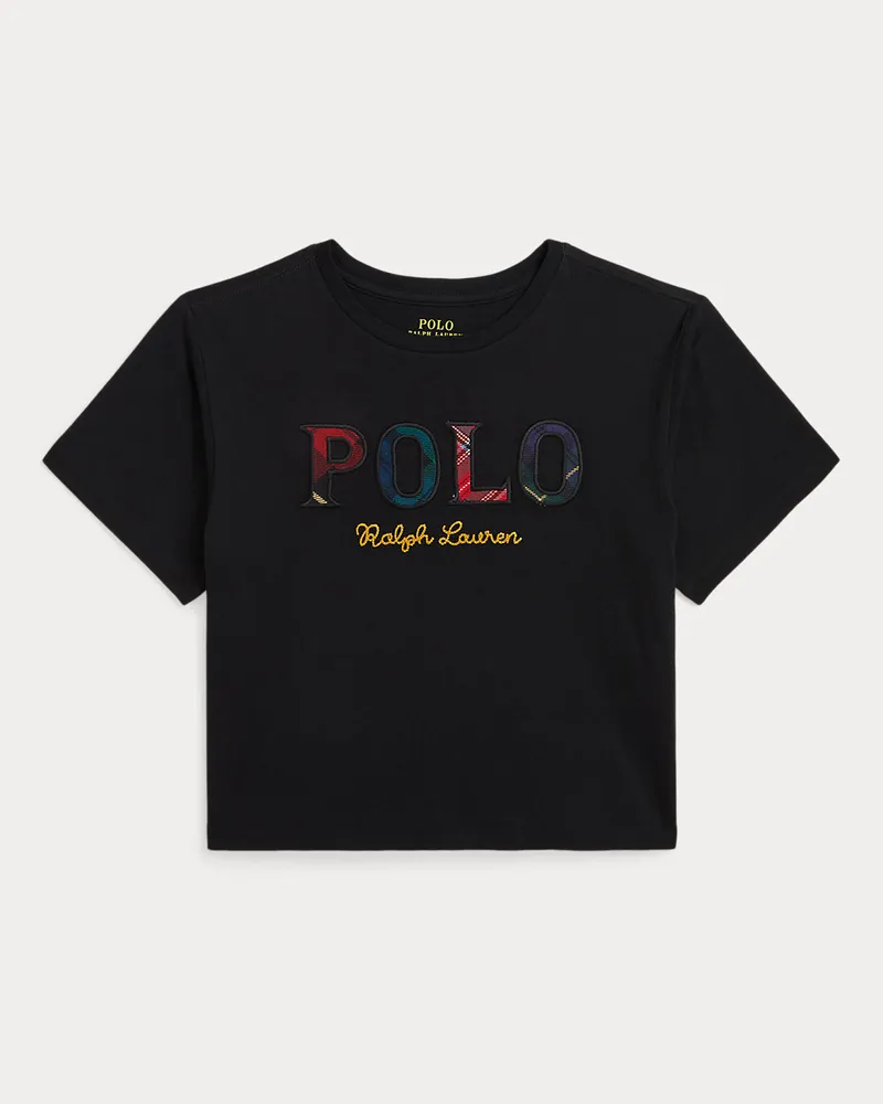 Ralph Lauren Kastenförmiges Baumwolljersey-T-Shirt Black