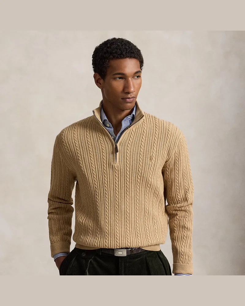 Ralph Lauren Zopfmusterpullover mit Halbrollkragen Brown