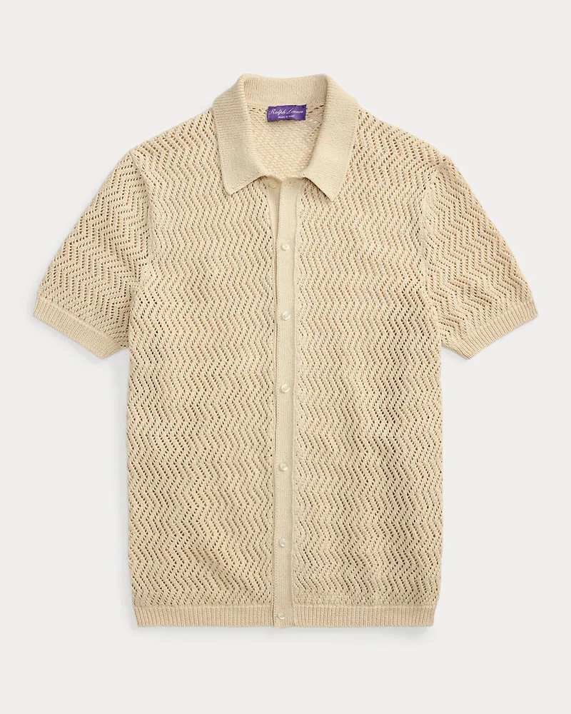 Ralph Lauren Kurzärmlige Strickjacke aus Baumwolle Natural