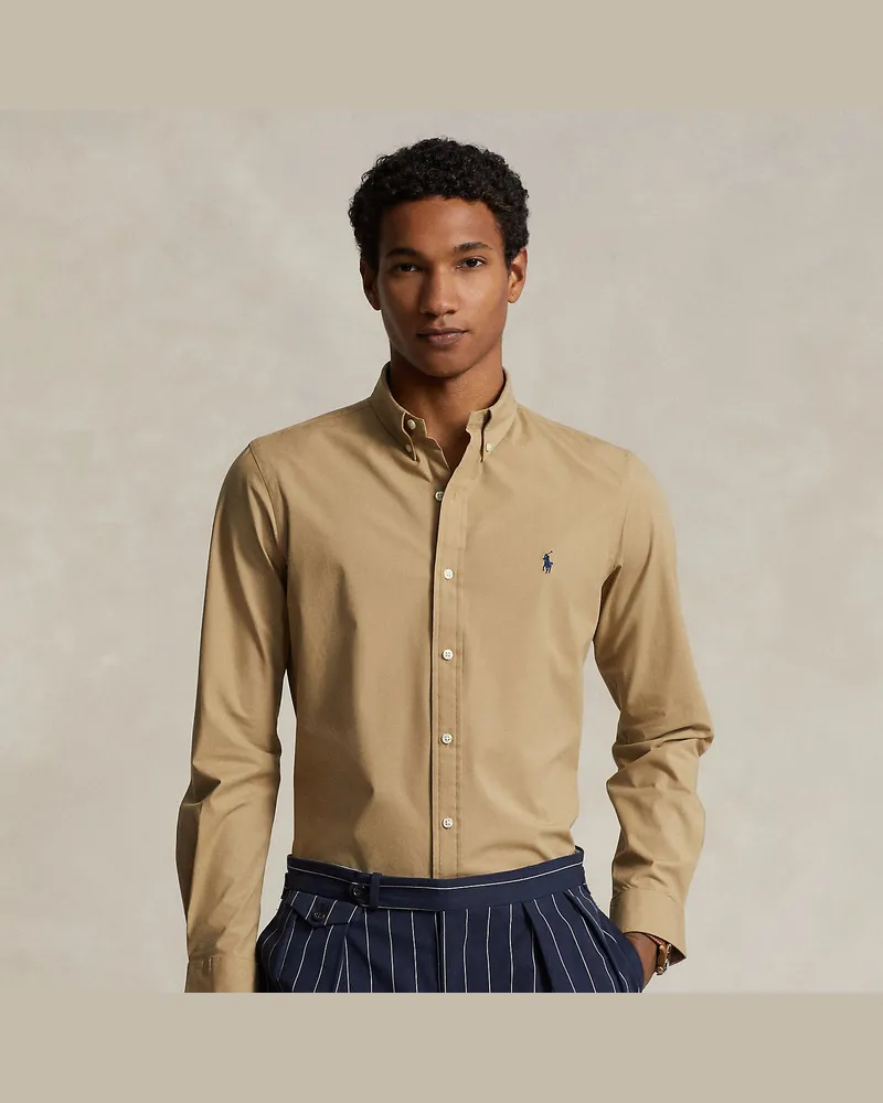 Ralph Lauren Slim-Fit Hemd aus Stretchpopeline Tan