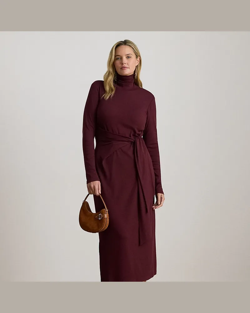 Ralph Lauren Plus Größen - Rollkragenkleid mit Schnürung vorne Red