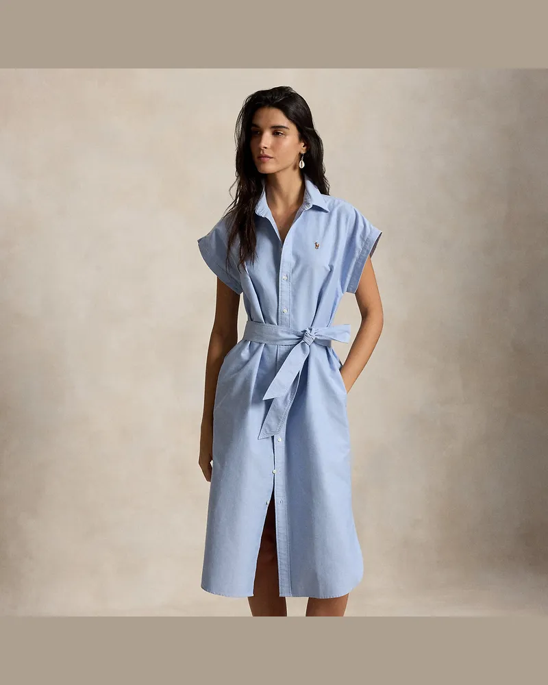 Ralph Lauren Baumwolloxford-Hemdkleid mit Gürtel Blue