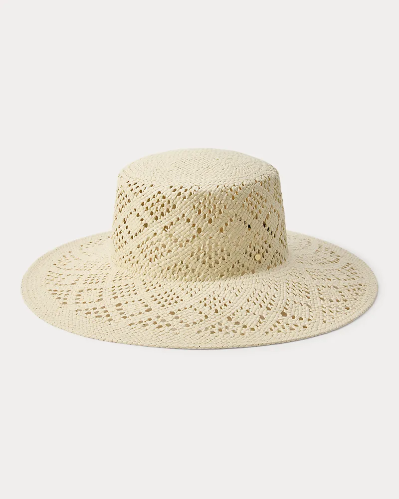 Ralph Lauren Stroh-Sonnenhut mit Lochmuster Cream