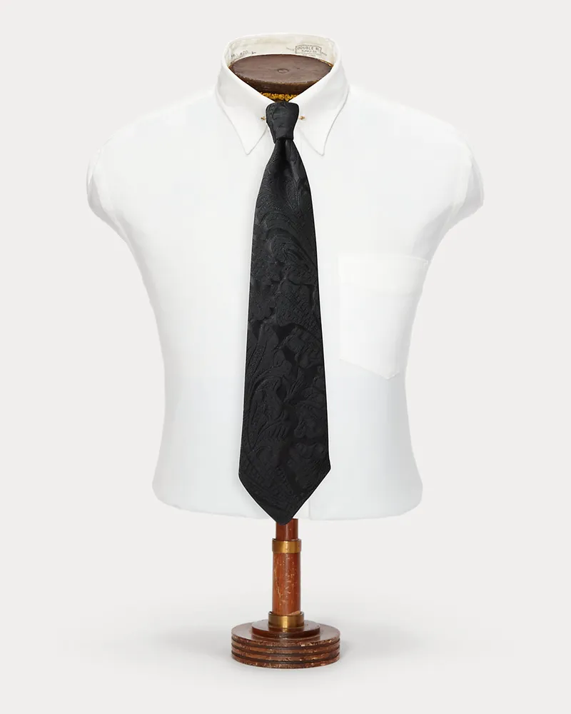 Ralph Lauren Handgemachte, florale Jacquard-Krawatte Black
