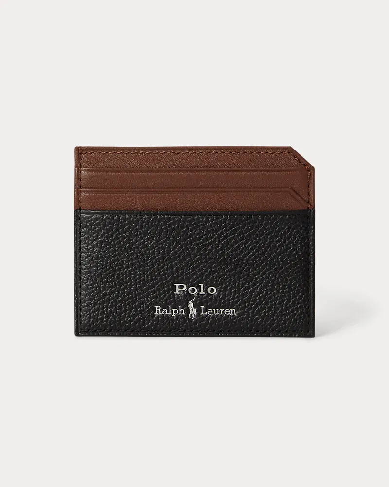 Ralph Lauren Zweifarbiges Kartenetui aus Leder Black