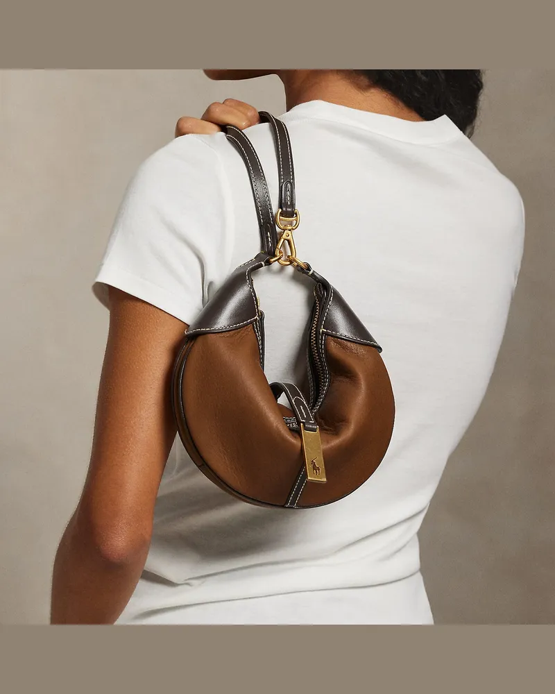 Ralph Lauren Mini-Schultertasche Polo ID aus Leder Brown