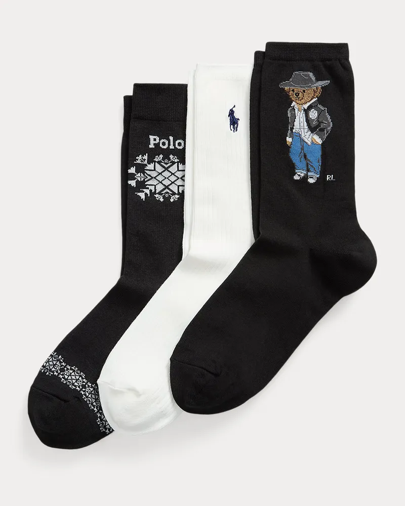 Ralph Lauren 3er-Pack Crew-Socken mit Motiv Black