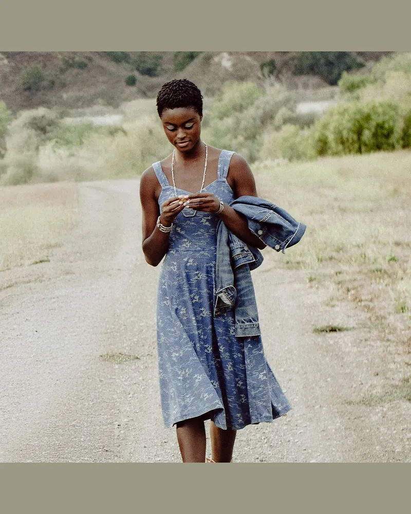 Ralph Lauren Indigo-Baumwolljerseykleid mit Muster Blue