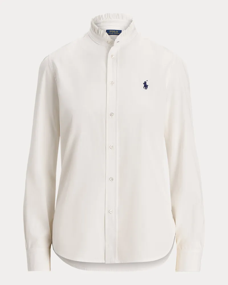 Ralph Lauren Baumwollbluse mit Rüschenbesatz White