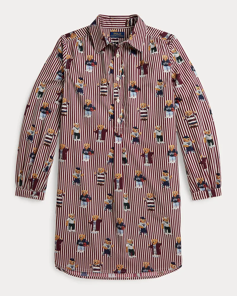 Ralph Lauren Baumwollpopeline-Hemdkleid mit Polo Bear Multi