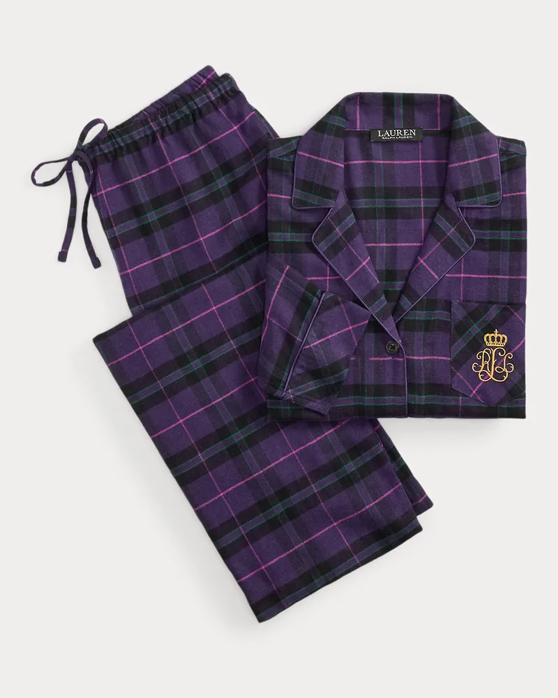 Ralph Lauren Karierter Pyjama aus angerautem Twill Purple