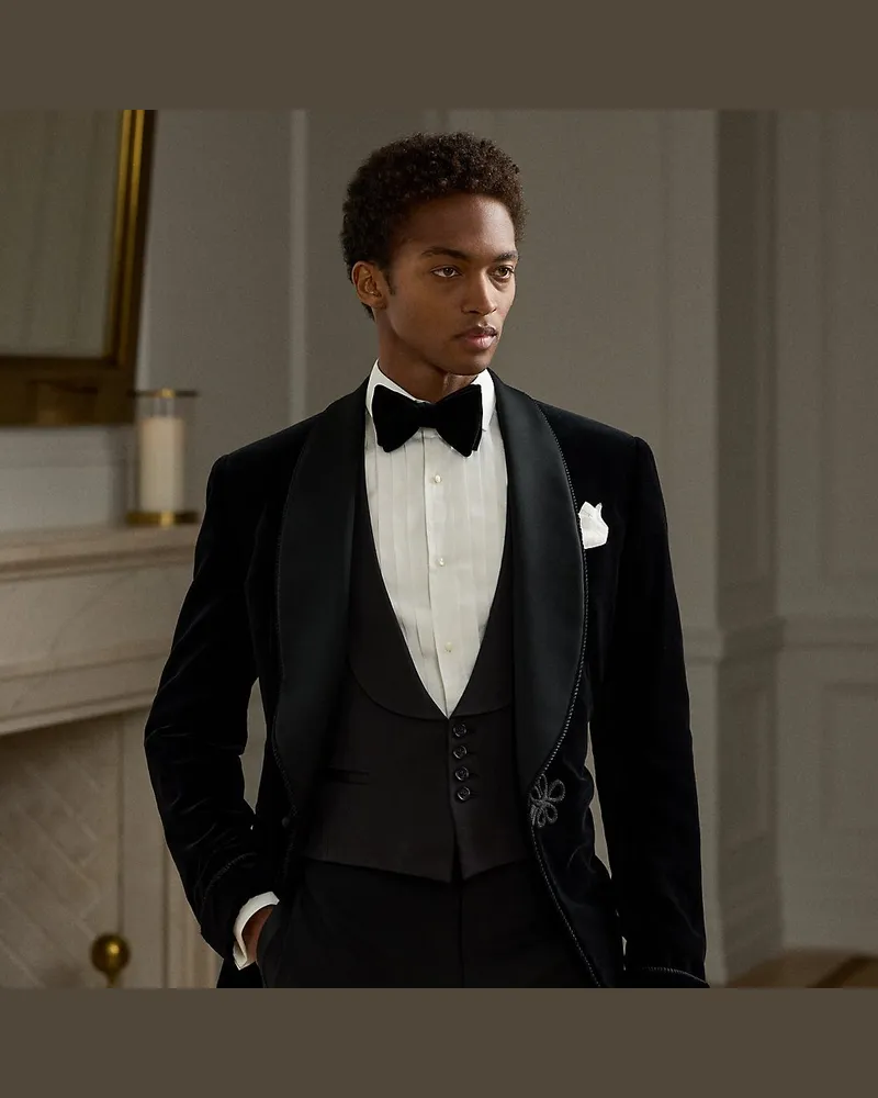 Ralph Lauren Handgefertigte Smokingjacke aus Samt Black