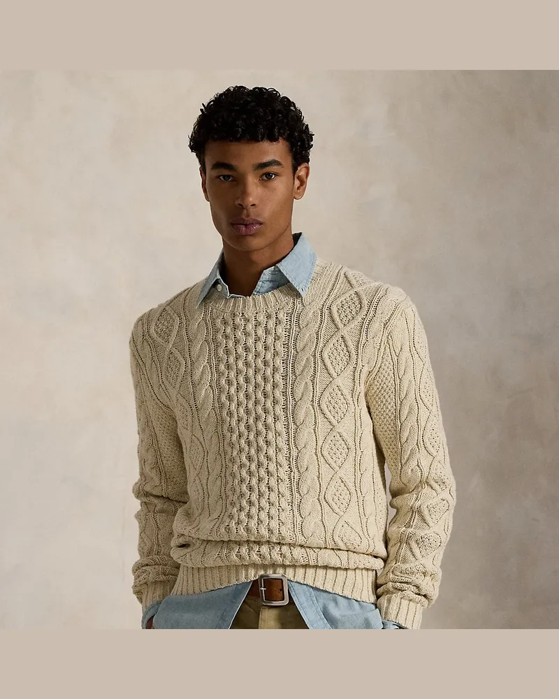 Ralph Lauren Aranpullover aus Baumwolle Cream