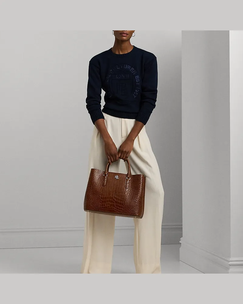 Ralph Lauren Umhängetasche Marcy aus geprägtem Leder Brown