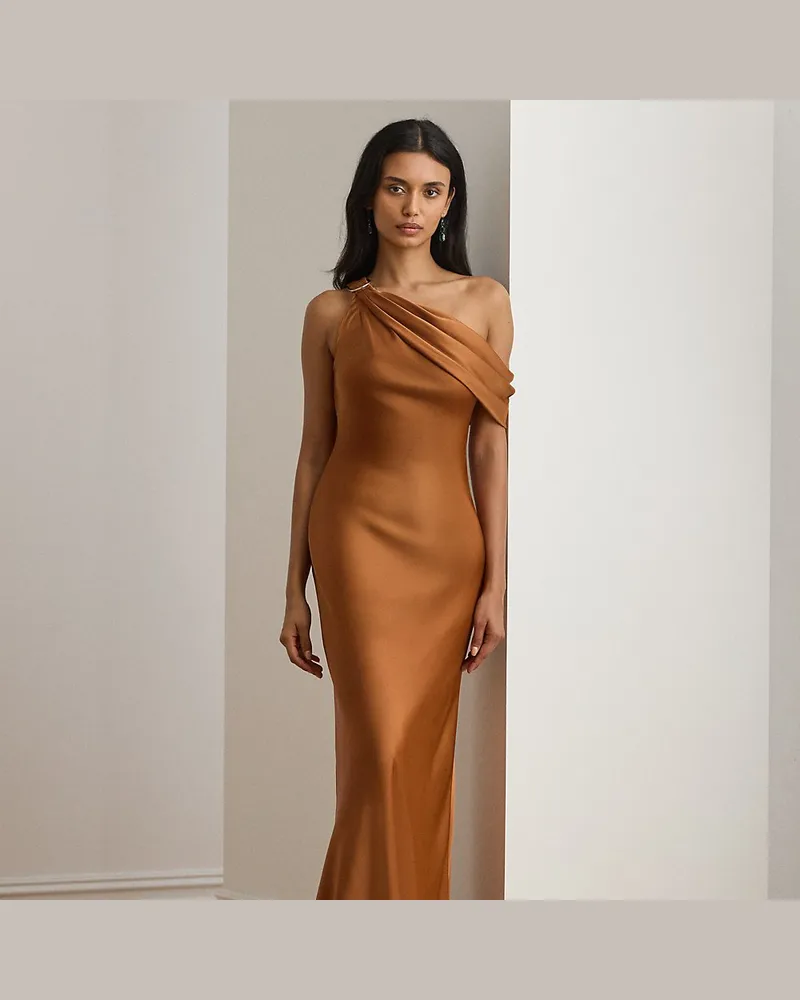 Ralph Lauren Schulterfreies Abendkleid mit Schnalle Brown