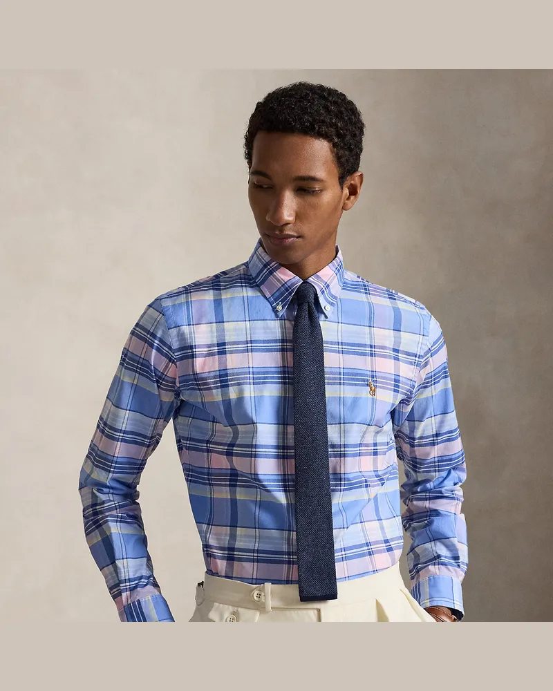 Ralph Lauren Kariertes Custom-Fit Stretch-Oxfordhemd Blue