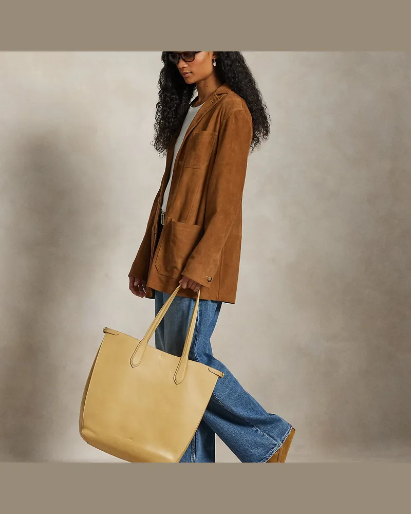 Ralph Lauren Vertikale Tragetasche Bellport aus Leder Tan