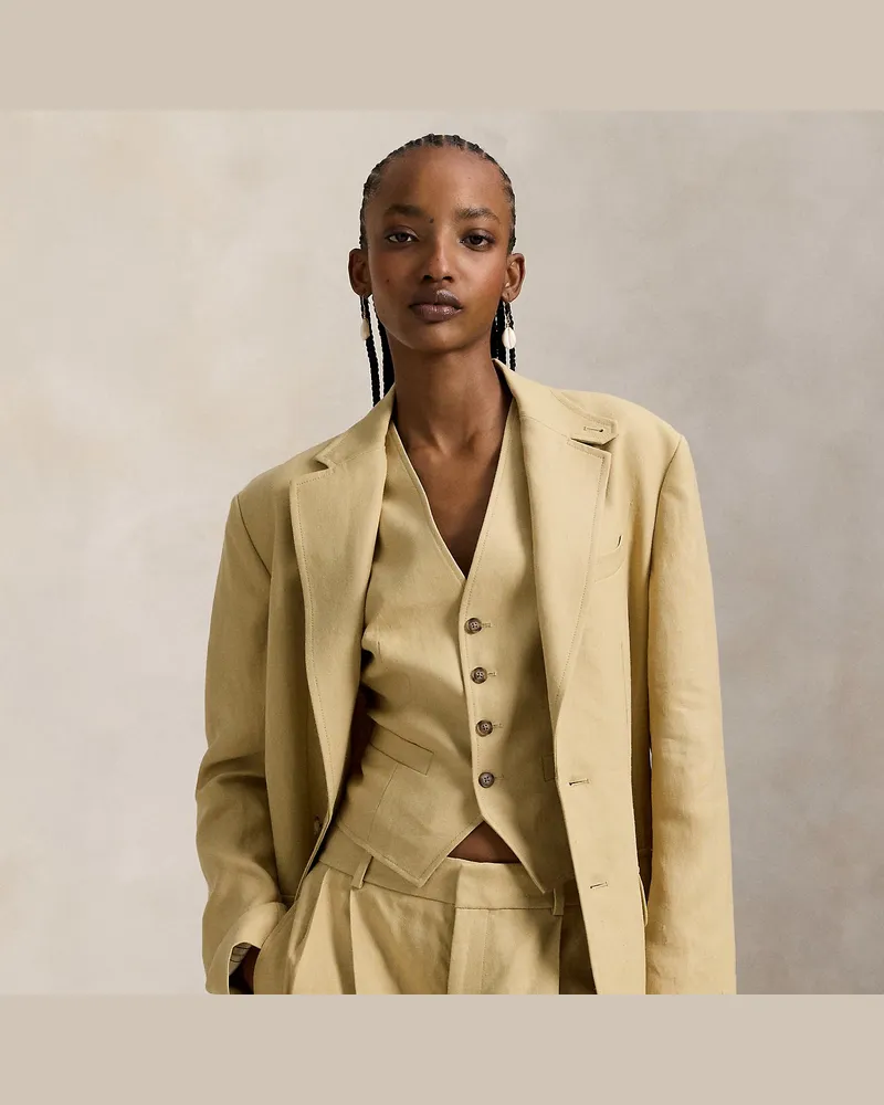 Ralph Lauren Einreihiger Blazer aus Hanf Tan
