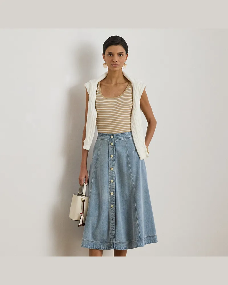 Ralph Lauren Jeans-Midirock mit Knöpfen vorne Blue