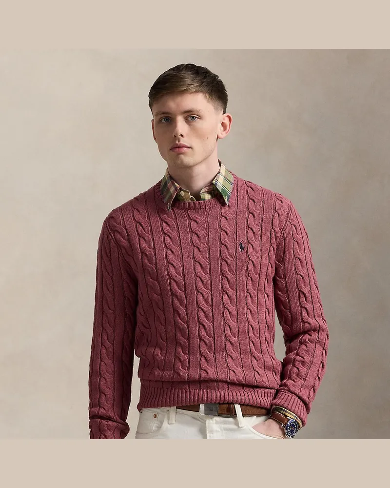 Ralph Lauren Baumwollpullover mit Zopfmuster Red