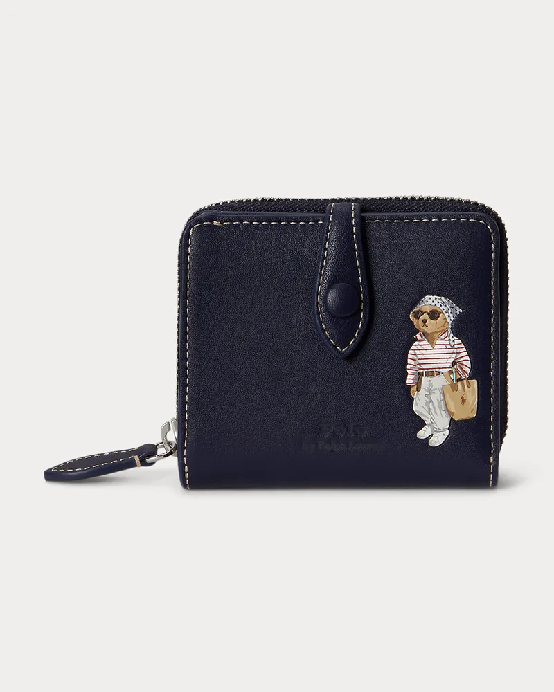 Ralph Lauren Kompakte Lederbrieftasche mit Polo Bear Blue