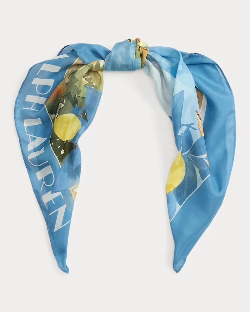 Ralph Lauren Quadratisches Tuch mit Landschaftsmotiv Blue