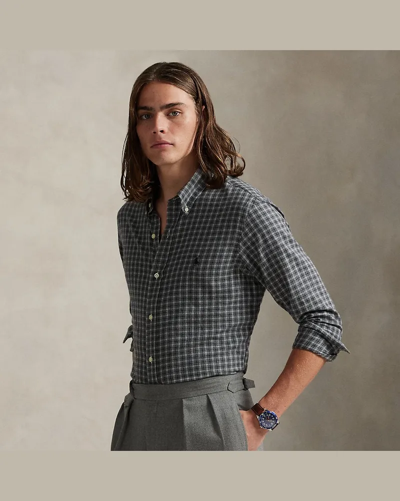 Ralph Lauren Kariertes Custom-Fit-Hemd aus Twill Grey