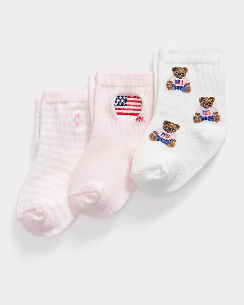 Ralph Lauren 3er-Pack Crew-Socken mit Polo Bear White