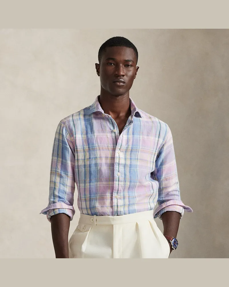 Ralph Lauren Classic-Fit Leinenhemd mit Karomuster Pink
