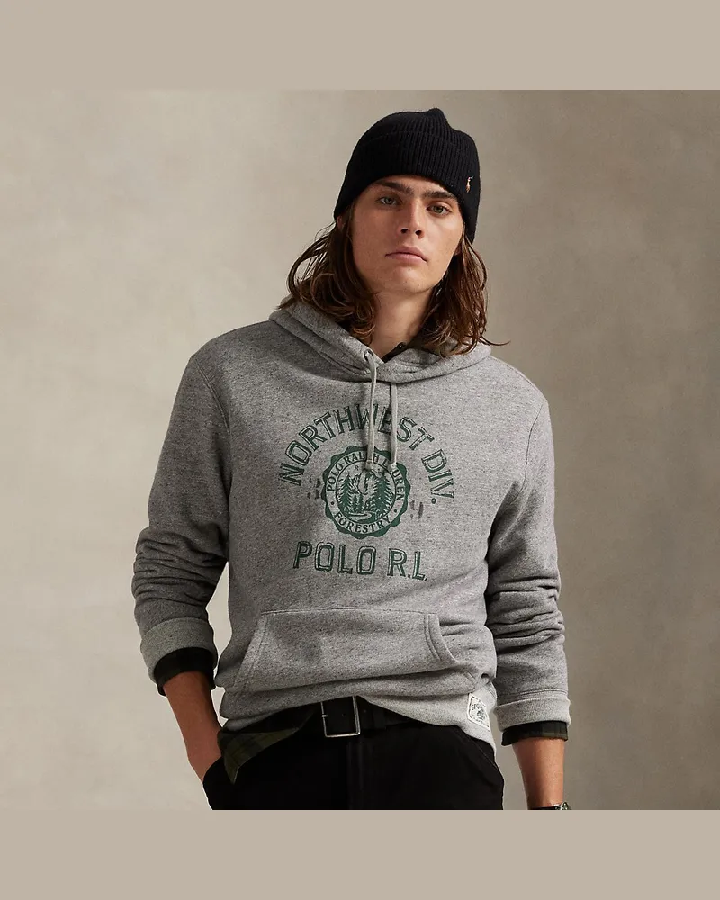 Ralph Lauren Fleece-Kapuzenpullover mit Grafik Grey