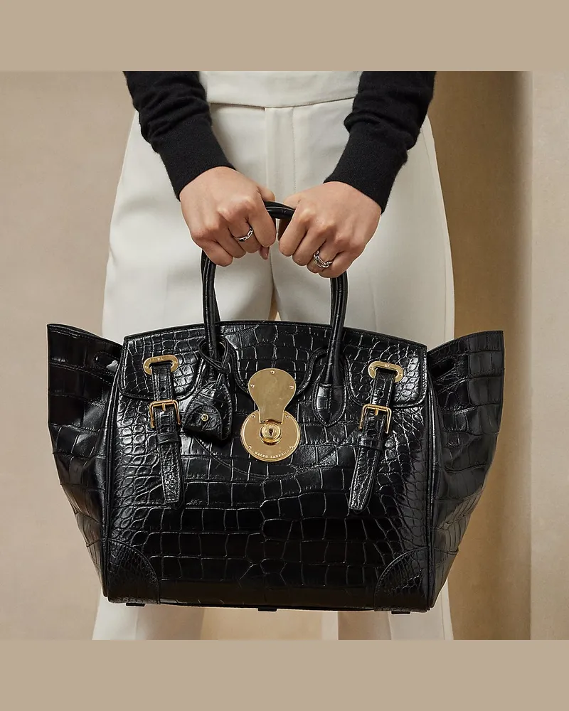 Ralph Lauren Tasche Ricky 33 aus Alligatorleder Black