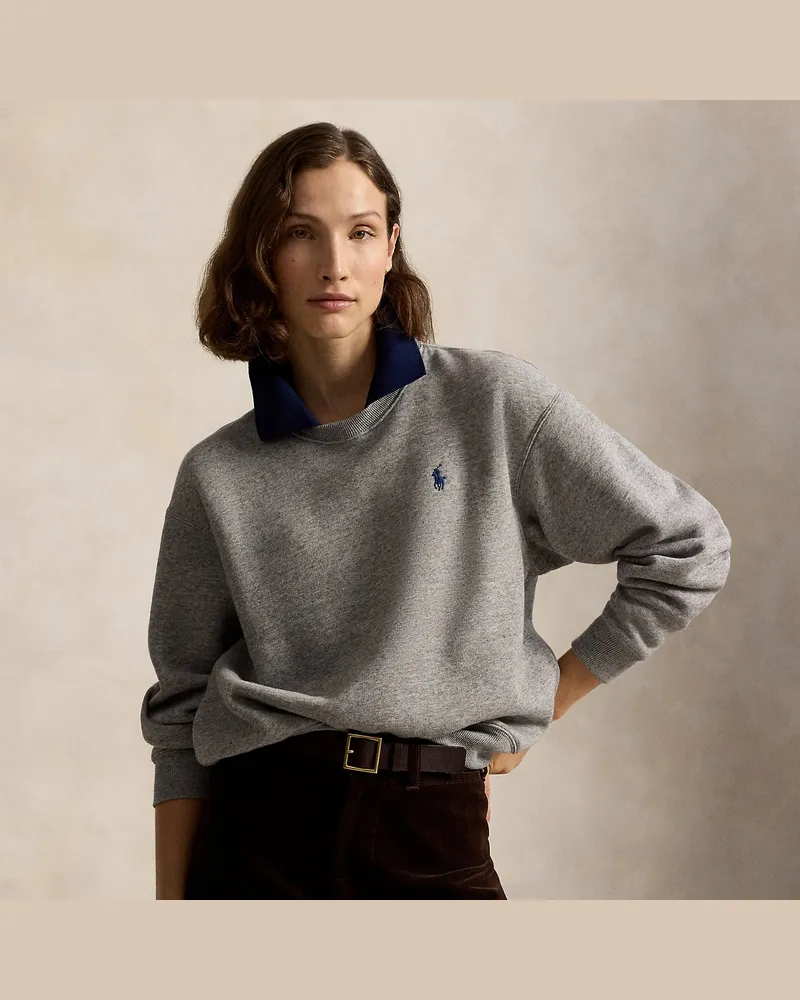 Ralph Lauren Fleece-Rundhalspullover mit Polokragen Grey