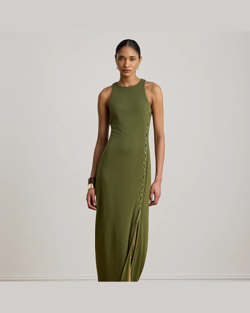 Ralph Lauren Ärmelloses Jerseykleid mit Schnürdetail Green