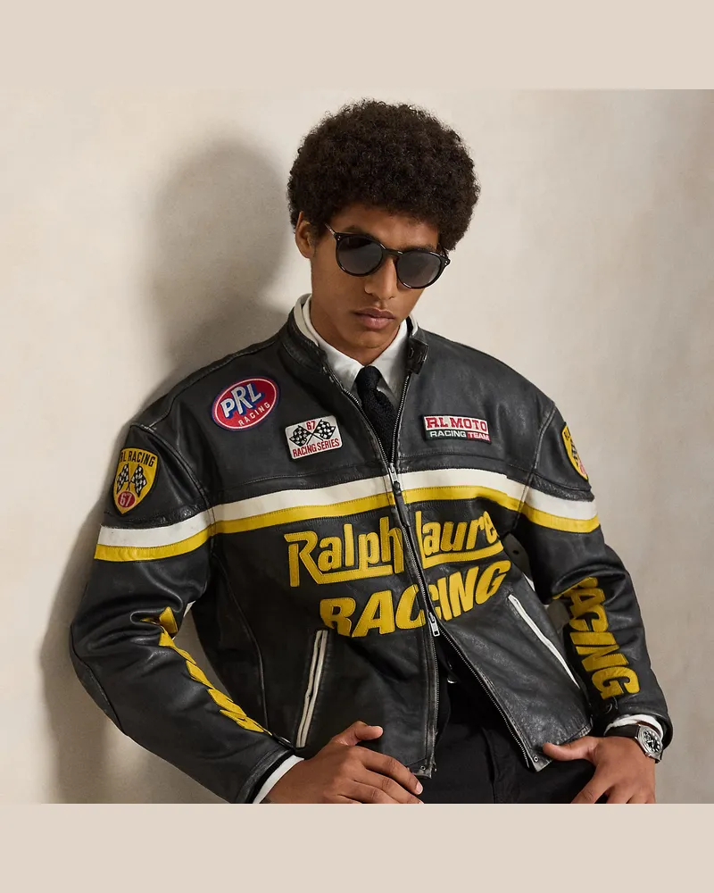 Ralph Lauren Rennjacke aus Leder Black