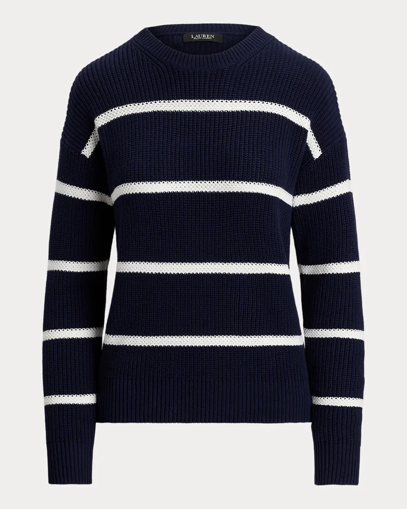 Ralph Lauren Gerippter Baumwollpullover mit Streifen Blue