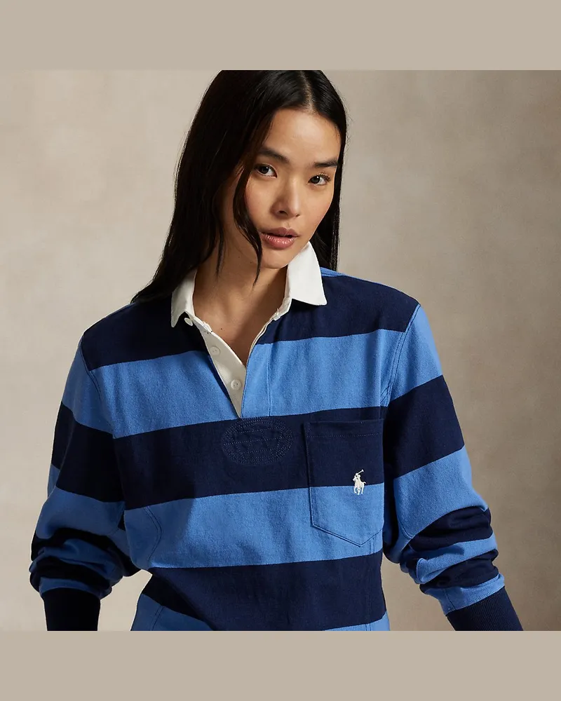 Ralph Lauren Geformtes Rugbyhemd aus Jersey Blue