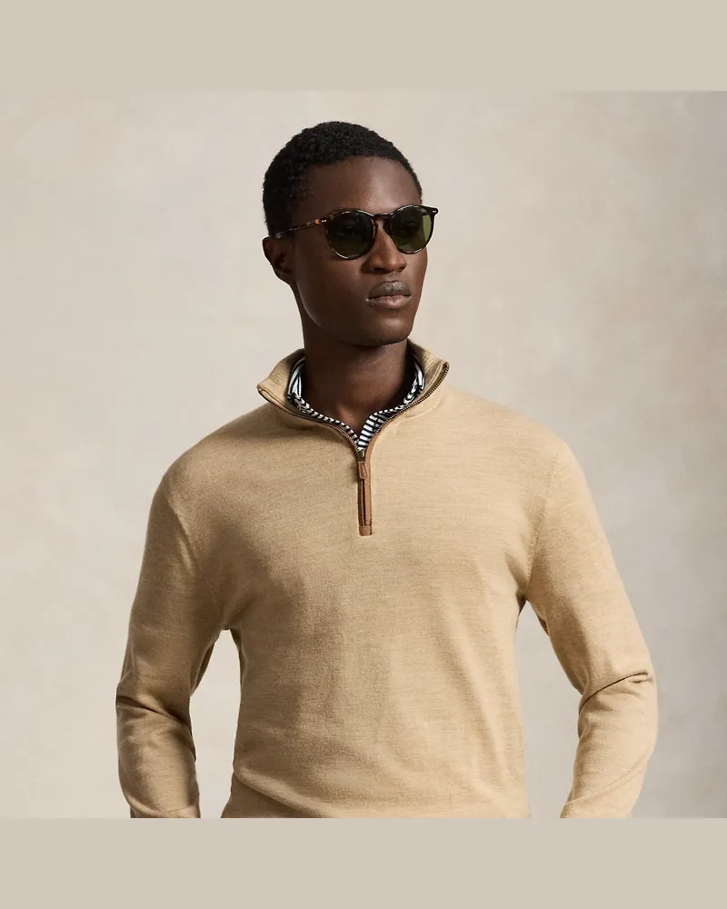 Ralph Lauren Wollpullover mit Viertelreißverschluss Brown