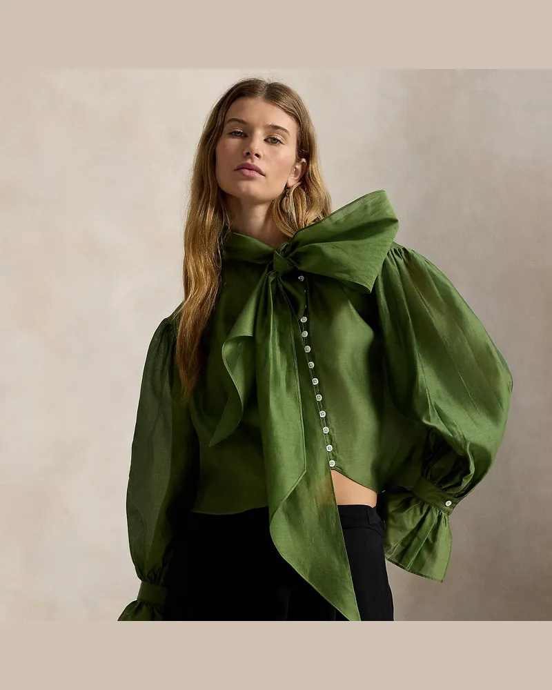 Ralph Lauren Organdy-Hemd mit Bindeschleife Green
