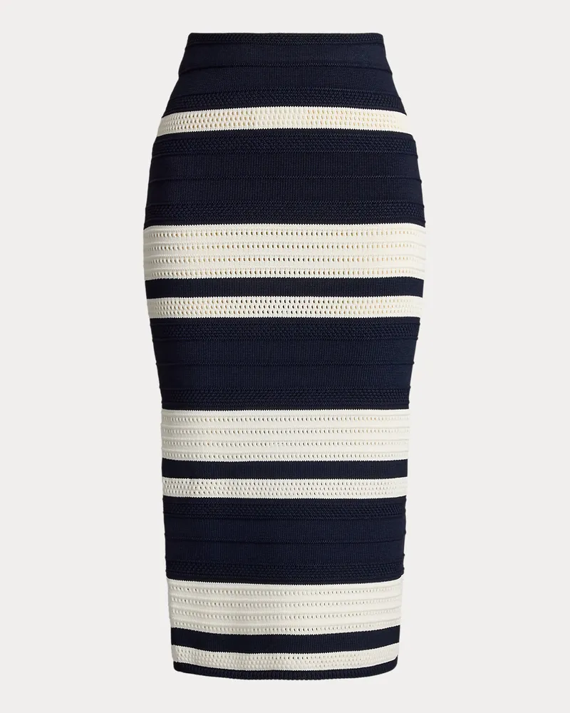 Ralph Lauren Gestreifter Bleistiftrock Ferris Blue
