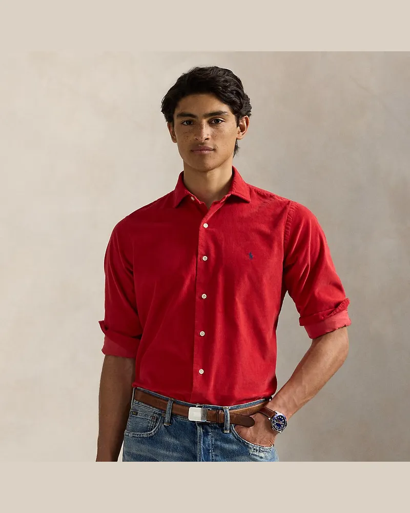 Ralph Lauren Custom-Fit Hemd aus Kordsamt Red