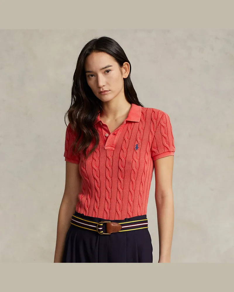 Ralph Lauren Slim-Fit Poloshirt mit Zopfmuster Red