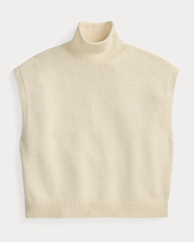 Ralph Lauren Ärmelloser Baumwoll-Rollkragenpullover Cream