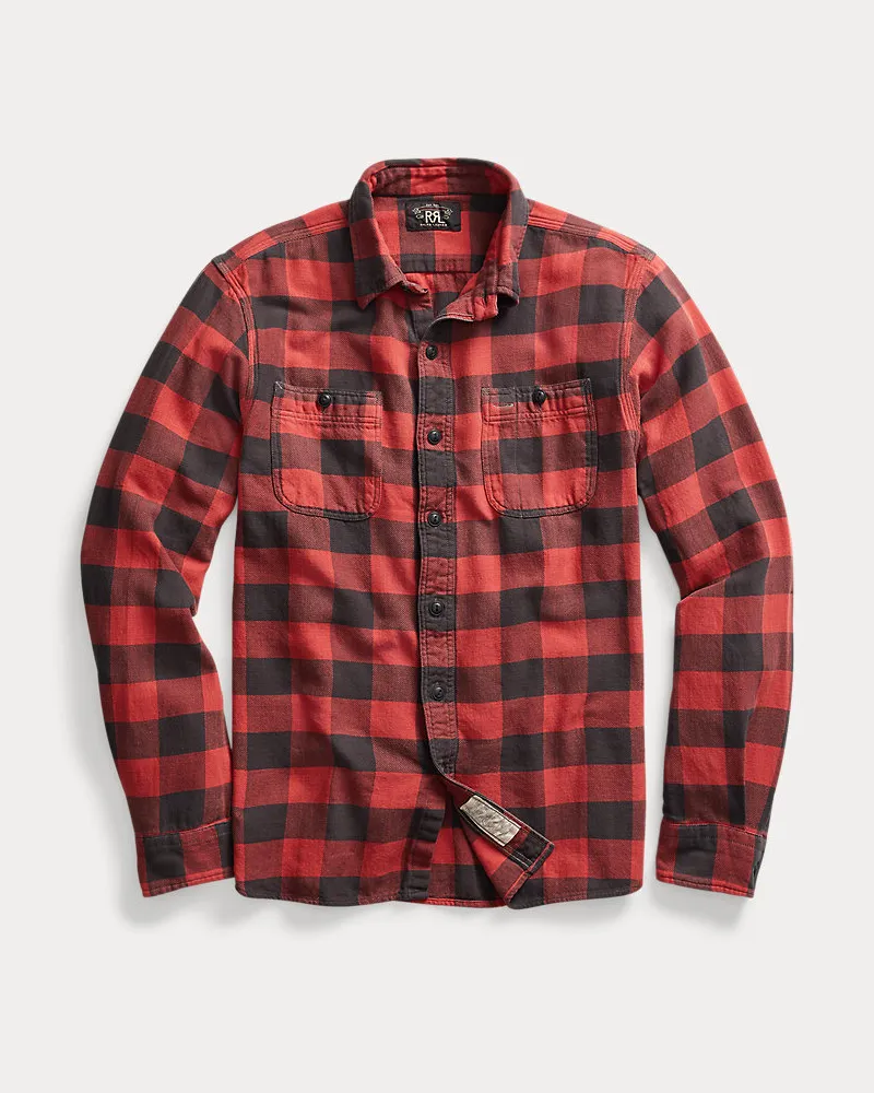 Ralph Lauren Kariertes Arbeitshemd aus Twill Black