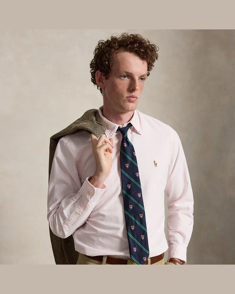 Ralph Lauren Gestreiftes Custom-Fit Oxfordhemd Pink