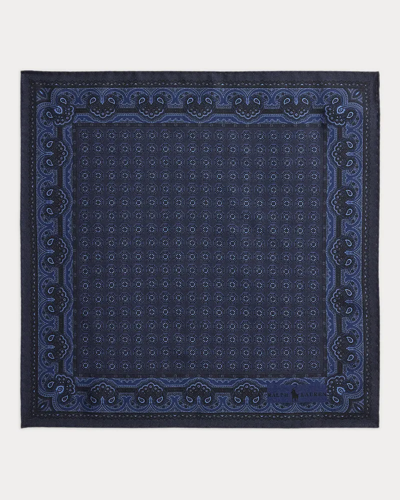 Ralph Lauren Einstecktuch aus Woll-Seiden-Foulard Blue