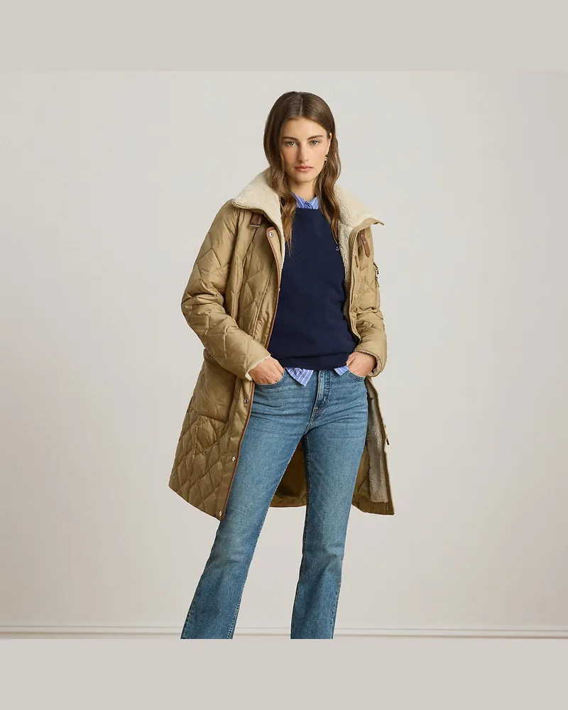 Ralph Lauren Daunenmantel mit Rautensteppung Tan