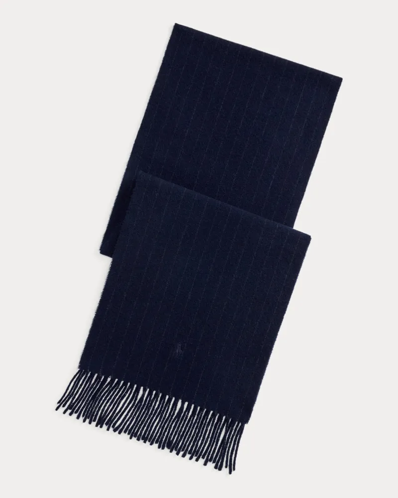 Ralph Lauren Kaschmir-Woll-Schal mit Kreidestreifen Grey